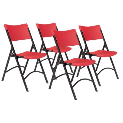 Picture of National Public Seating Series 600 Folding Chairs, Red/Black, Set Of 4 Chairs