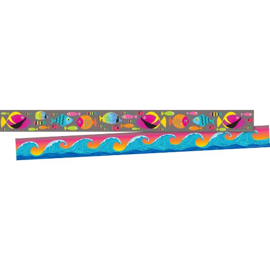 Picture of Barker Creek Double-Sided Straight-Edge Border Strips, Kai Ola Tropical Fish, 3in x 35in, Set Of 12 Strips