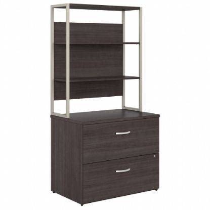 Picture of Bush Business Furniture Hybrid 35-11/16inW x 23-3/8inD Lateral 2-Drawer File Cabinet With Shelves, Storm Gray, Standard Delivery