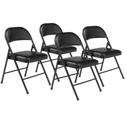 Picture of National Public Seating Commercialine 950 Series Vinyl Upholstered Folding Chairs, Black, Set Of 4 Chairs