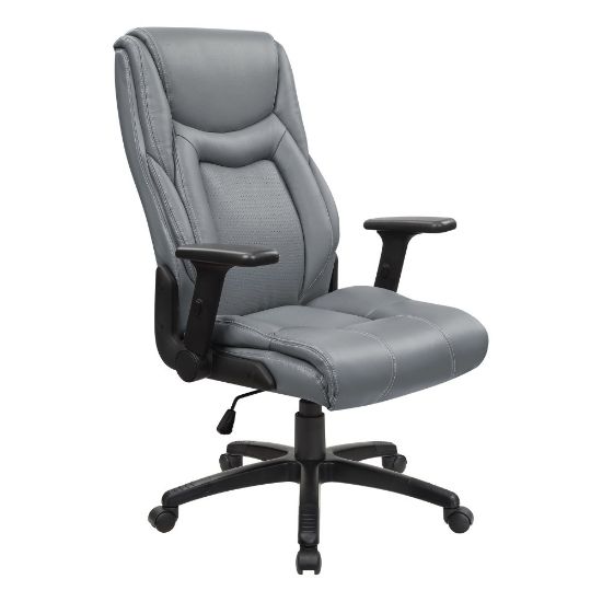 Picture of Office Star Ergonomic Leather High-Back Executive Office Chair, Gray/White