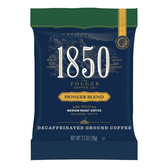 Picture of Folgers 1850 Coffee Fraction Single-Serve Packs, Pioneer Blend Decaffeinated, Medium Roast, Carton Of 24