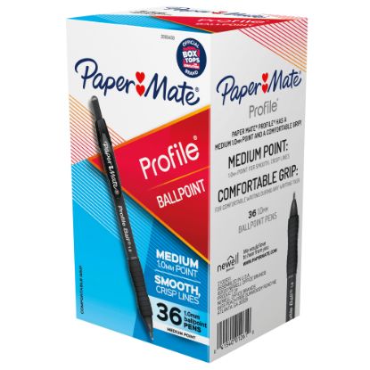 Picture of Paper Mate Ballpoint Pen, Profile Retractable Pen, Medium Point (1.0mm), Black, 36 Count