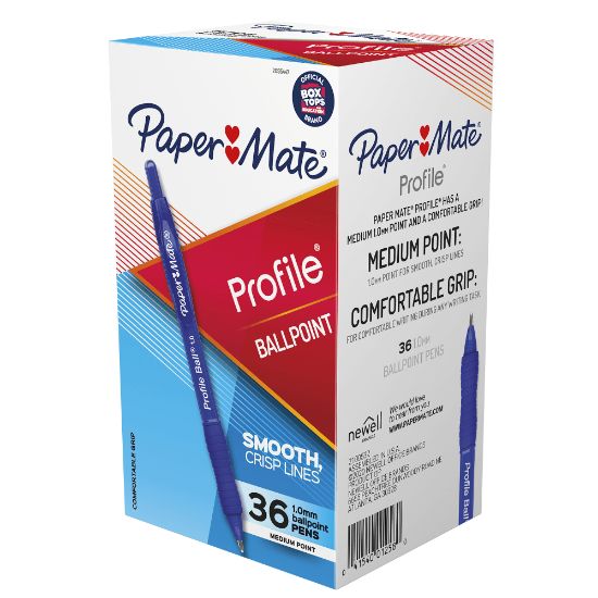 Picture of Paper Mate Ballpoint Pen, Profile Retractable Pen, Medium Point (1.0mm), Blue, 36 Count