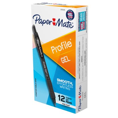 Picture of Paper Mate Gel Pen, Profile Retractable Pen, 0.5mm, Black, 12 Count