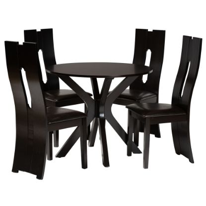 Picture of Baxton Studio Cian Dining Set, 29-15/16inH x 35-7/16inW x 35-7/16inD, Dark Brown/Espresso Brown