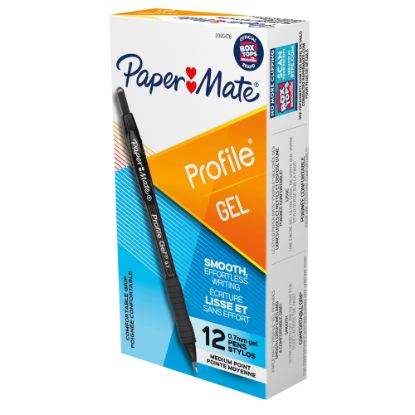 Picture of Paper Mate Gel Pen, Profile Retractable Pen, 0.7mm, Black, 12 Count