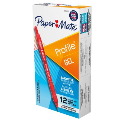 Picture of Paper Mate Gel Pen, Profile Retractable Pen, 0.7mm, Red, 12 Count