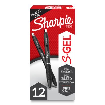 Picture of Sharpie S-Gel, Gel Pens, Fine Point (0.5mm), Black Ink Gel Pen, 12 Count