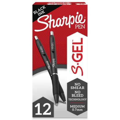 Picture of Sharpie S Gel Pens, Medium Point, 0.7 mm, Black Barrel, Black Ink, Pack Of 12 Pens