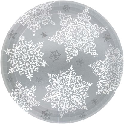 Picture of Amscan Christmas Shining Season Paper Plates, 7in, Silver/White, 60 Plates Per Pack, Set Of 2 Packs