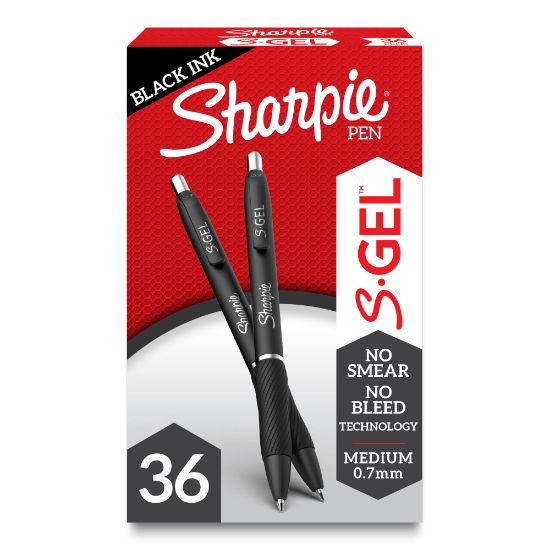 Picture of Sharpie S Gel Pens, Medium Point, 0.7 mm, Black Barrel, Black Ink, Pack Of 36 Pens