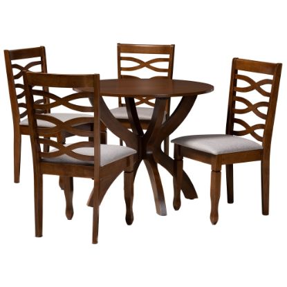 Picture of Baxton Studio Aspen Dining Set, 29-15/16inH x 35-7/16inW x 35-7/16inD, Gray/Walnut