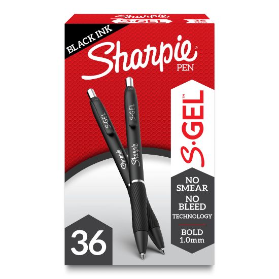 Picture of Sharpie S Gel Pens, Bold Point, 1.0 mm, Black Barrel, Black Ink, Pack Of 36 Pens