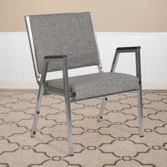 Picture of Flash Furniture HERCULES Fabric Bariatric Medical Reception Chair With Antimicrobial Protection, Arm Rests, Gray/Silvervein