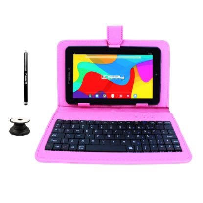 Picture of Linsay F7 Tablet, 7in Screen, 2GB Memory, 64GB Storage, Android 13, Pink Keyboard