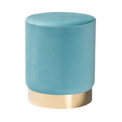 Picture of Baxton Studio Chaela Ottoman, Sky Blue/Gold