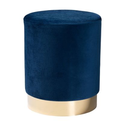 Picture of Baxton Studio Chaela Ottoman, Navy Blue/Gold