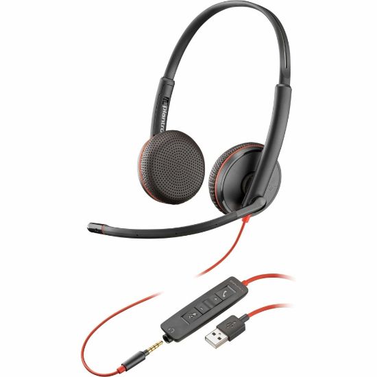 Picture of Plantronics Blackwire C3225 Over-The-Head Wired Headphones, Black