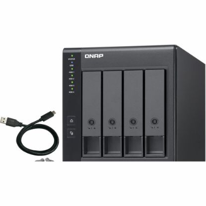 Picture of QNAP TR-004 USB 3.0 RAID - 4 x HDD Supported - Serial ATA/600 Controller - RAID Supported 0, 1, 5, 10, JBOD - 4 x Total Bays - 4 x 3.5in Bay - 1 USB Port(s) - 1 USB 3.0 Port(s) - Desktop