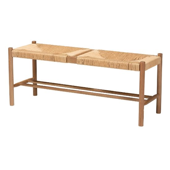 Picture of Baxton Studio Saura Hemp Dining Bench, 17-11/16inH x 43-5/16inW x 13-3/4inD, Oak Brown