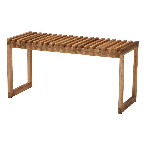 Picture of Baxton Studio Kaleb Wood Bench, 17-11/16inH x 34-9/16inW x 13-3/4inD, Oak Brown