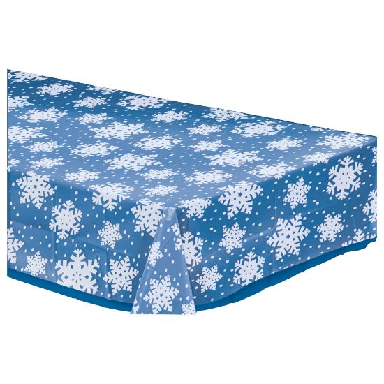 Picture of Amscan Christmas Snowflake Table Covers, 54in x 108in, Clear, 1 Cover Per Pack, Case Of 6 Packs