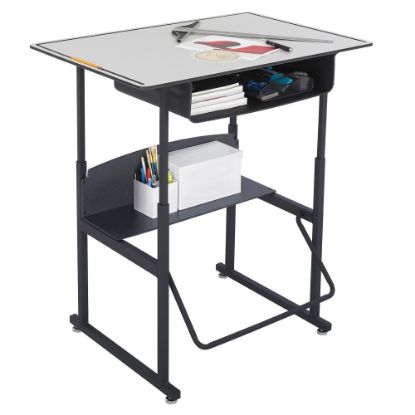 Picture of Safco AlphaBetter Adjustable-Height Stand-Up Desk, with Book Box, 36in x 24in Top, Gray/Black