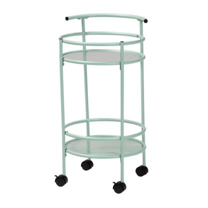 Picture of Baxton Studio Newell Mid-Century Modern 2-Tier Kitchen Cart, 28-5/16in x 17-1/2in, Mint Green