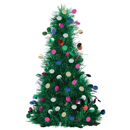 Picture of Amscan Christmas Tinsel Tree Centerpieces, 24in x 15in, Green, Set Of 2 Centerpieces