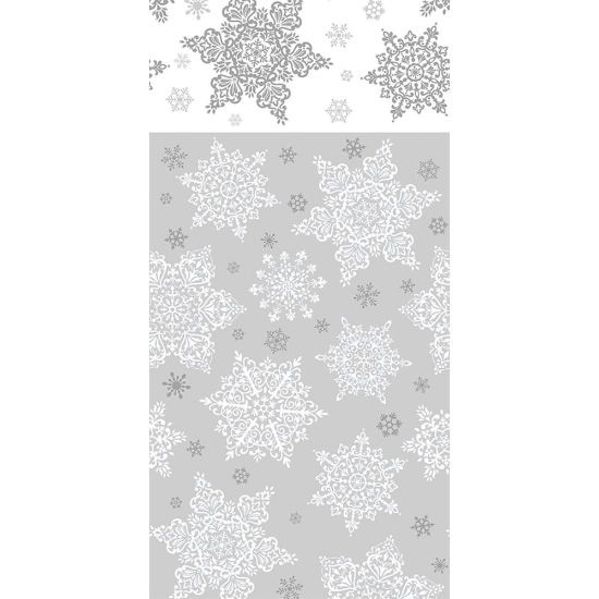 Picture of Amscan Christmas Shining Season Plastic Table Covers, 54in x 84in, Silver, 3 Covers Per Pack, Case Of 2 Packs