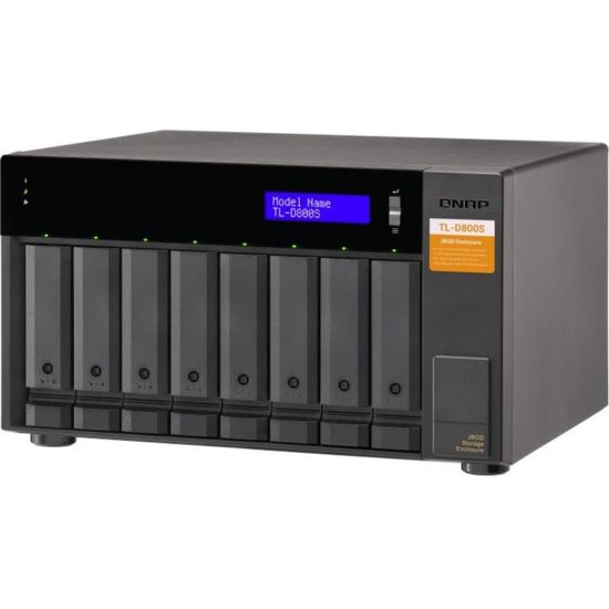 Picture of QNAP TL-D800S Drive Enclosure SATA/600 - Mini-SAS Host Interface Tower - 8 x HDD Supported - 8 x SSD Supported - 8 x Total Bay - 8 x 2.5in/3.5in Bay