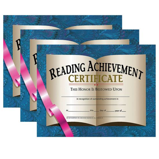 Picture of Hayes Certificates, 8-1/2in x 11in, Reading Achievement, 30 Certificates Per Pack, Set Of 3 Packs