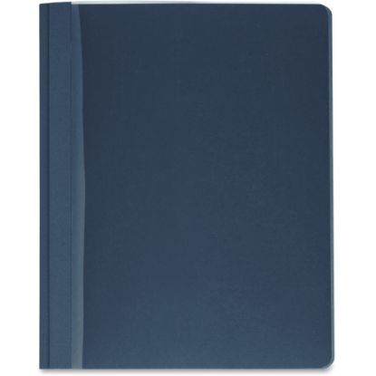 Picture of Business Source Letter Report Cover - 8 1/2in x 11in - 100 Sheet Capacity - 3 x Prong Fastener(s) - Clear, Dark Blue - 25 / Box