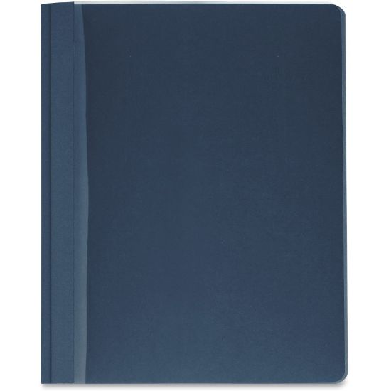 Picture of Business Source Letter Report Cover - 8 1/2in x 11in - 100 Sheet Capacity - 3 x Prong Fastener(s) - Clear, Dark Blue - 25 / Box