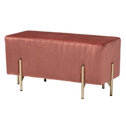 Picture of Baxton Studio Helaine Fabric Bench Ottoman, 17-11/16inH x 35-3/8inW x 15-11/16inD, Blush Pink/Gold