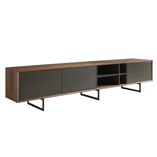 Picture of Eurostyle Anderson Media Stand, 19-1/2inH x 94-1/2inW x 16-1/2inD, Walnut/Gray