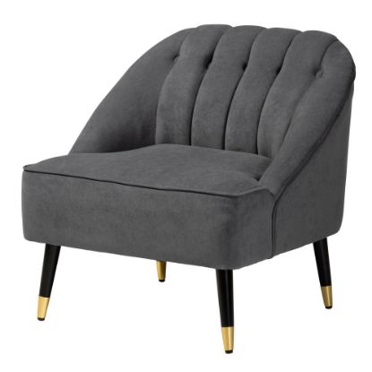 Picture of Baxton Studio Ellard Accent Chair, Gray/Dark Brown/Gold