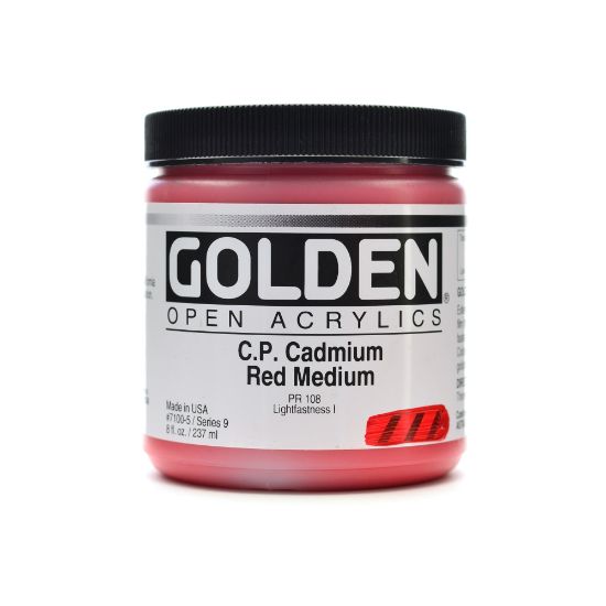 Picture of Golden OPEN Acrylic Paint, 8 Oz Jar, Cadmium Red Medium (CP)