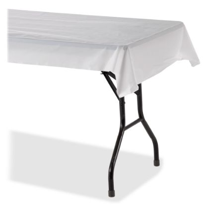 Picture of Genuine Joe Banquet-size Plastic Tablecover - 300 ft Length x 40in Width - 6 / Carton - Plastic - White