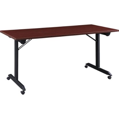 Picture of Lorell Mobile Folding Training Table, 29-1/2inH x 63inW x 23-5/8inD, Black/Mahogany