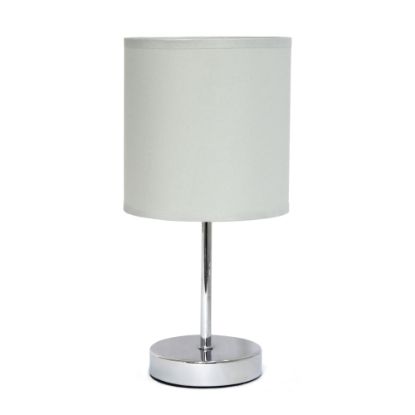 Picture of Simple Designs Chrome Mini Basic Table Lamp with Slate Gray Fabric Shade