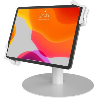 Picture of CTA Digital Universal Grip Kiosk Stand for Tablets (White) - Up to 14in Screen Support - 8.7in Height - Metal, Rubber - White