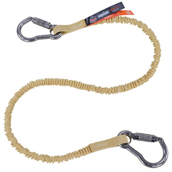 Picture of Ergodyne Squids 3121 Standard Aramid Tool Lanyard, Dual Stainless-Steel Carabiner, 38in, Yellow