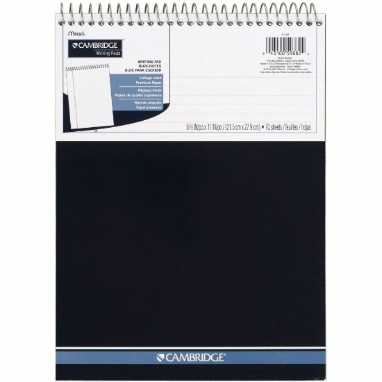 Picture of Cambridge Stiff-Back Wire-Bound Notepad, Letter Size, College Rule, Navy