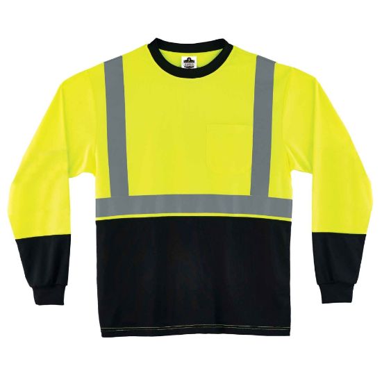 Picture of Ergodyne GloWear 8291BK Type-R Class 2 Long-Sleeve T-Shirt, 4XL, Black/Lime