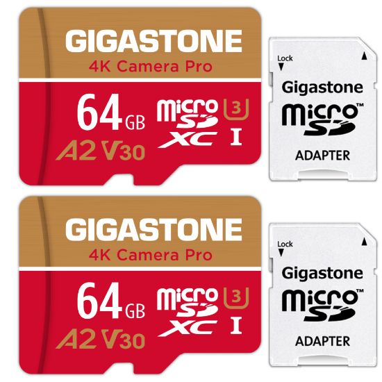 Picture of Dane-Elec Gigastone 4K Camera Pro MicroSDXC Cards, 64GB, Pack Of 2 Cards