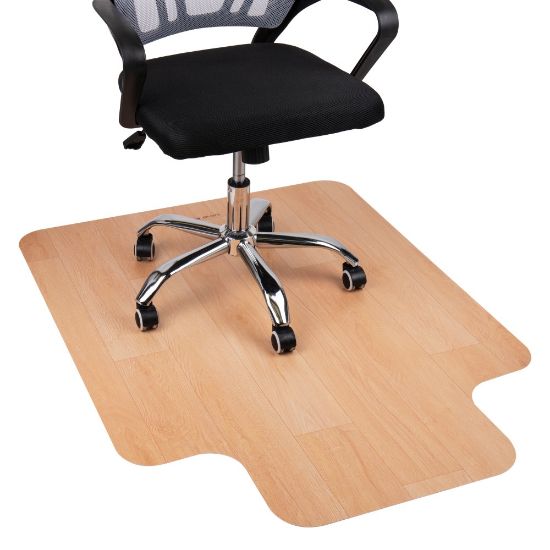 Picture of Mind Reader Office Chair Mat with Lip, Hardwood Floors, 47-1/2 x 35-1/2, PVC, Woodtone