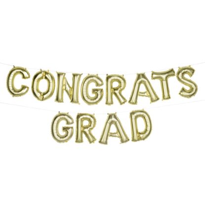 Picture of Amscan Congrats Grad Air-Filled Balloon Letter Banner Kit, 16in, Gold