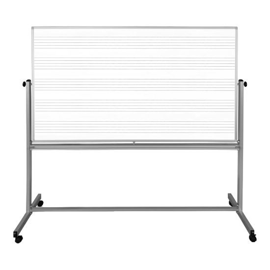 Picture of Luxor Magnetic Double-Sided Mobile Music Dry-Erase Whiteboard, 72in x 48in, Aluminum Frame With Silver Finish